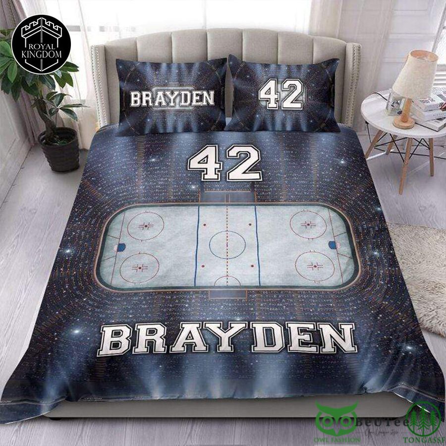 Custom Name Number Ice Hockey Stadium Bedding Set