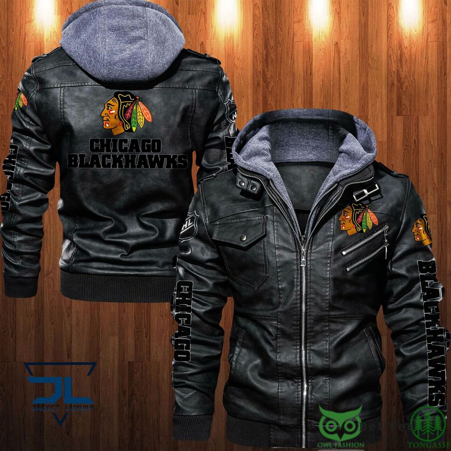 Chicago Blackhawks NHL Black 2D Leather Jacket