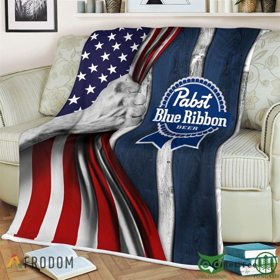 USA Flag Pabst Blue Ribbon Blanket