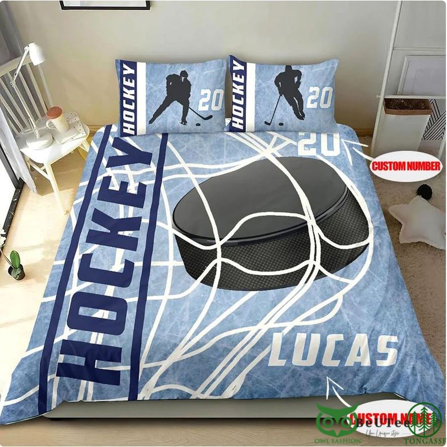 Custom Name Number Ice Hockey Ball in Net Bedding Set