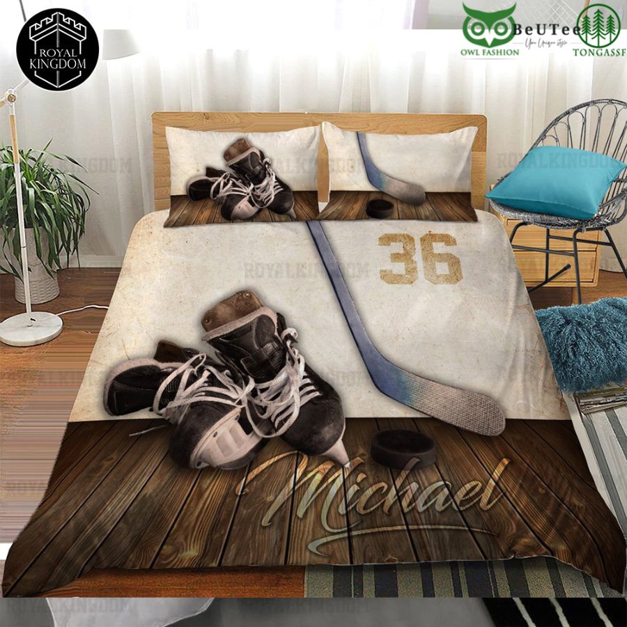 Custom Ice Hockey Bedding Set Ice Skates Stick Equipment