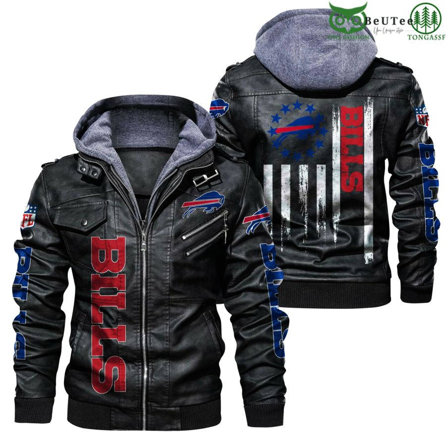 Buffalo Bills USA Flag Veteran NFL National Football League Leather Jacket