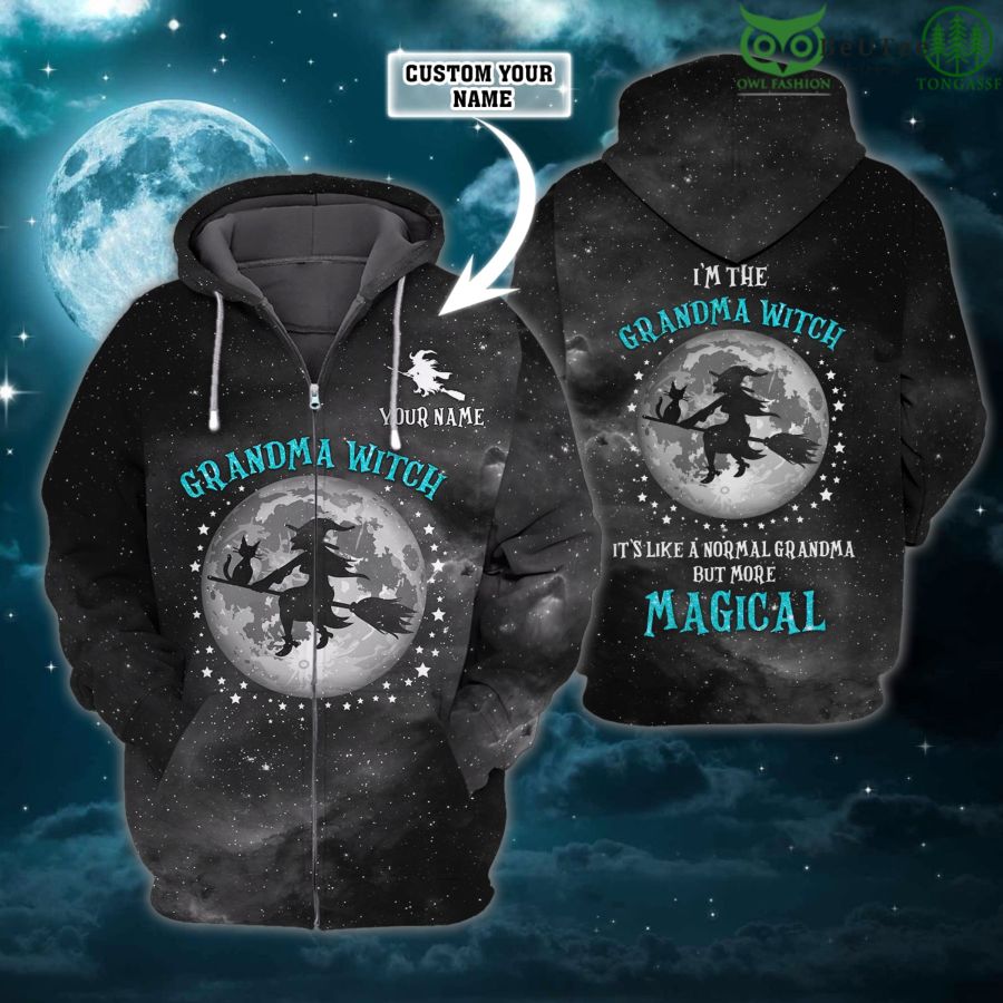 Halloween Grandma Witch Customized 3D Zipper Hoodie