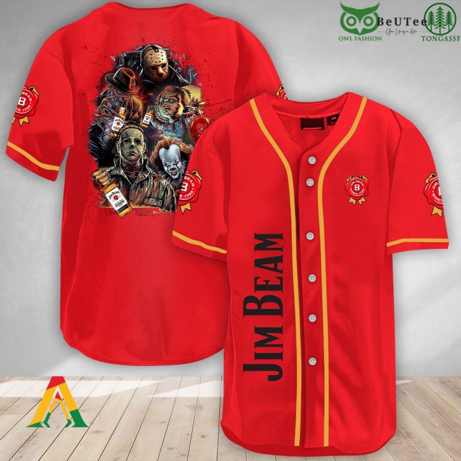 Halloween Horror Characters Jim Beam Baseball Jersey Shirt
