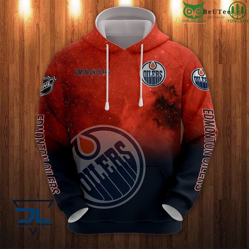 Galaxy Sky Edmonton Oilers NHL 3D Hoodie Sweatshirt Jacket