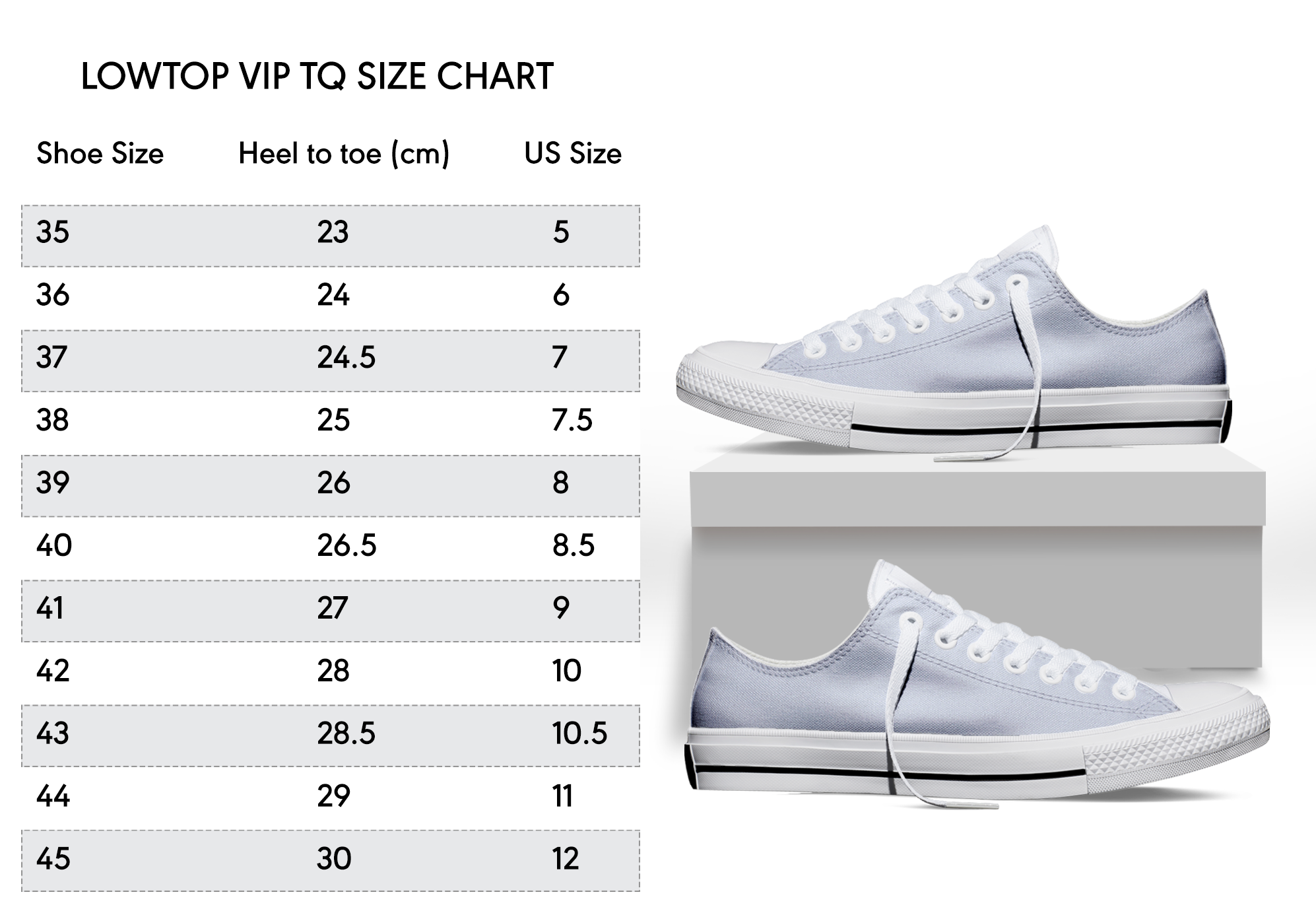 lowtop vip tq size chart