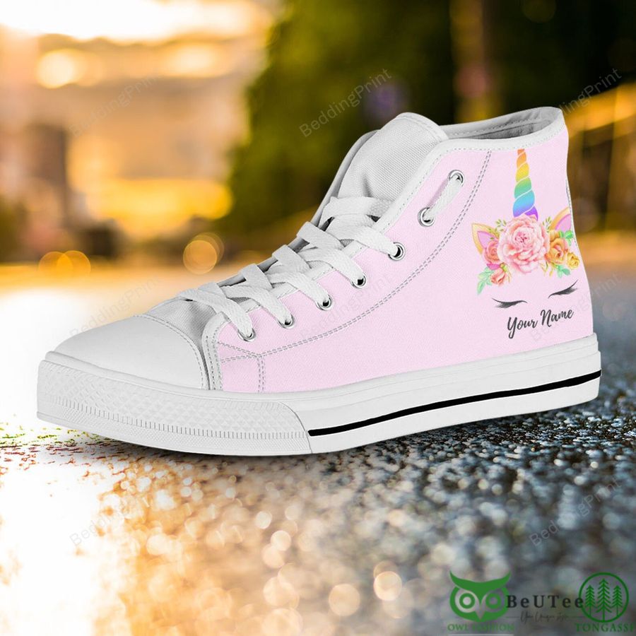 Personalized Custom Name Unicorn Pink High Top Shoes