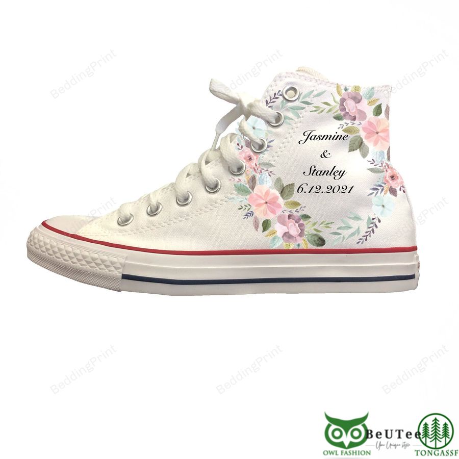 Personalized Custom Name And Date Floral High Top Shoes