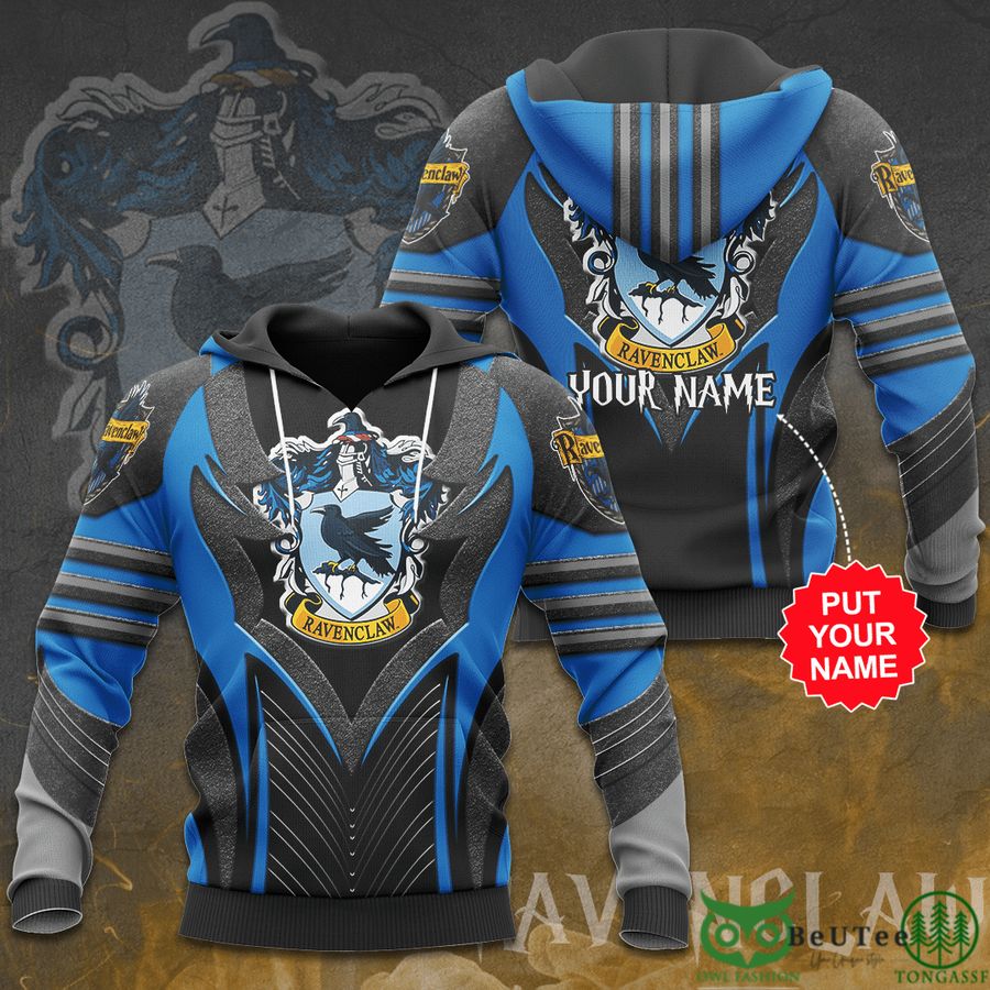 Custom Name Harry Potter Ravenclaw Gray 3D Hoodie