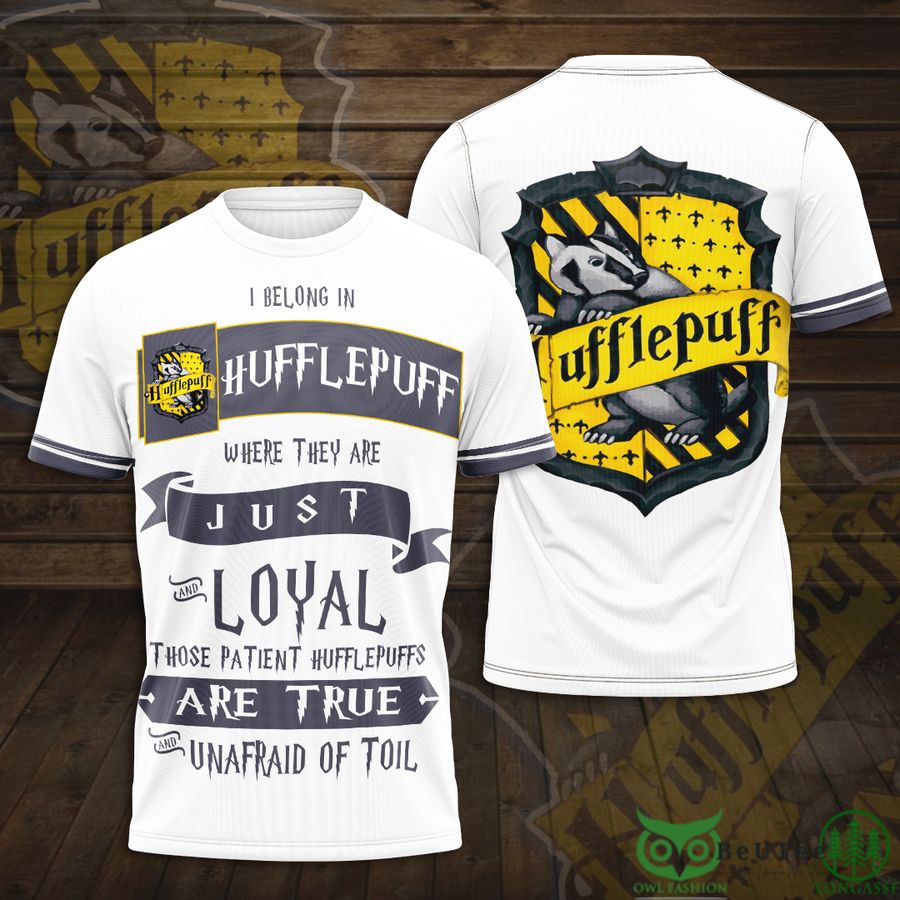 Harry Potter I Belong In Hufflepuff White 3D T-Shirt 