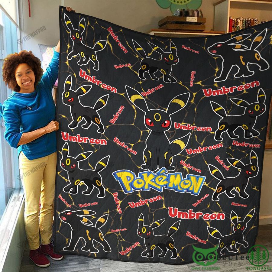 Umbreon Character Name Quilt Blanket Pokemon