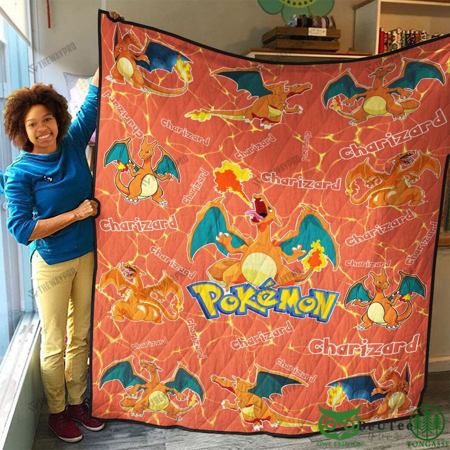 Charizard Character Name Quilt Blanket Pokemon