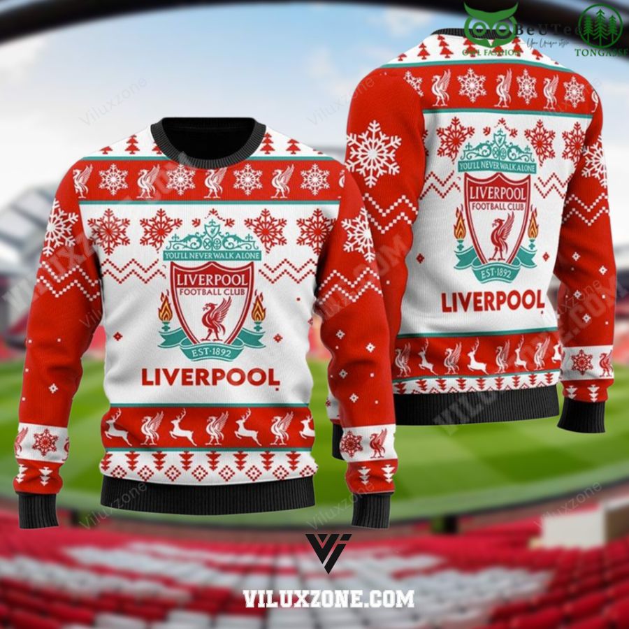 The Reds Livepool FC Logo Premier League Champion 3D Sweater Christmas Jumper