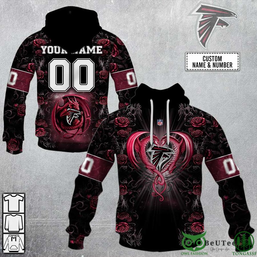 Personalized NFL Rose Dragon Atlanta Falcons 3D Hoodie