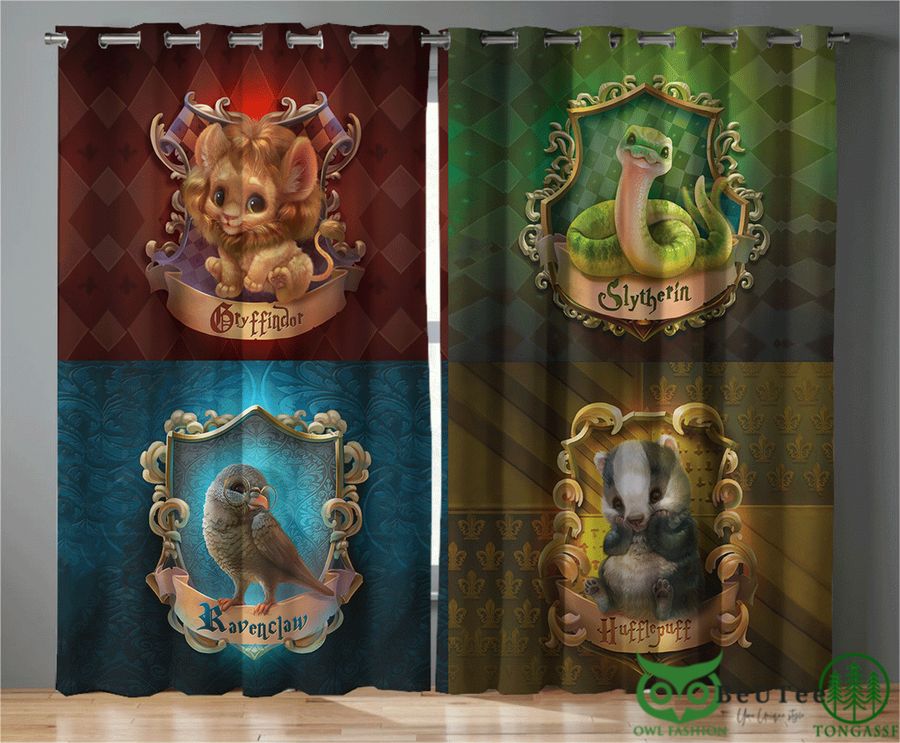 Harry Potter Houses Chibi Animals Window Curtain 