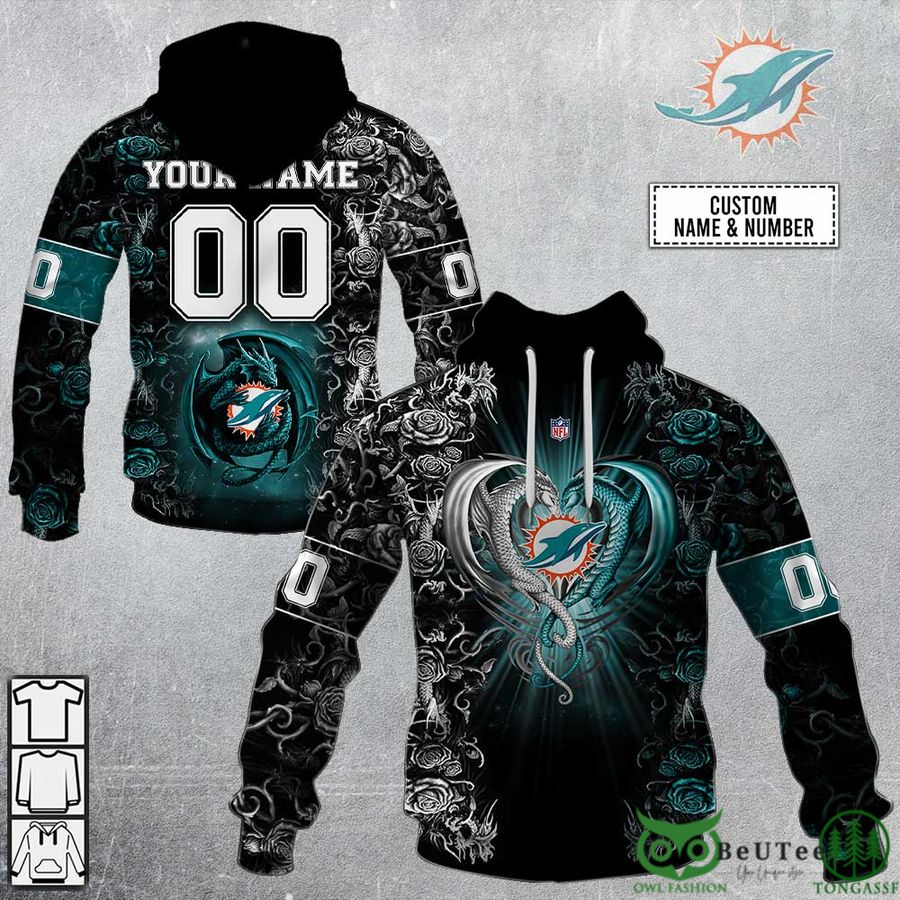 Personalized NFL Rose Dragon Miami Dolphins 3D Hoodie - Beuteeshop