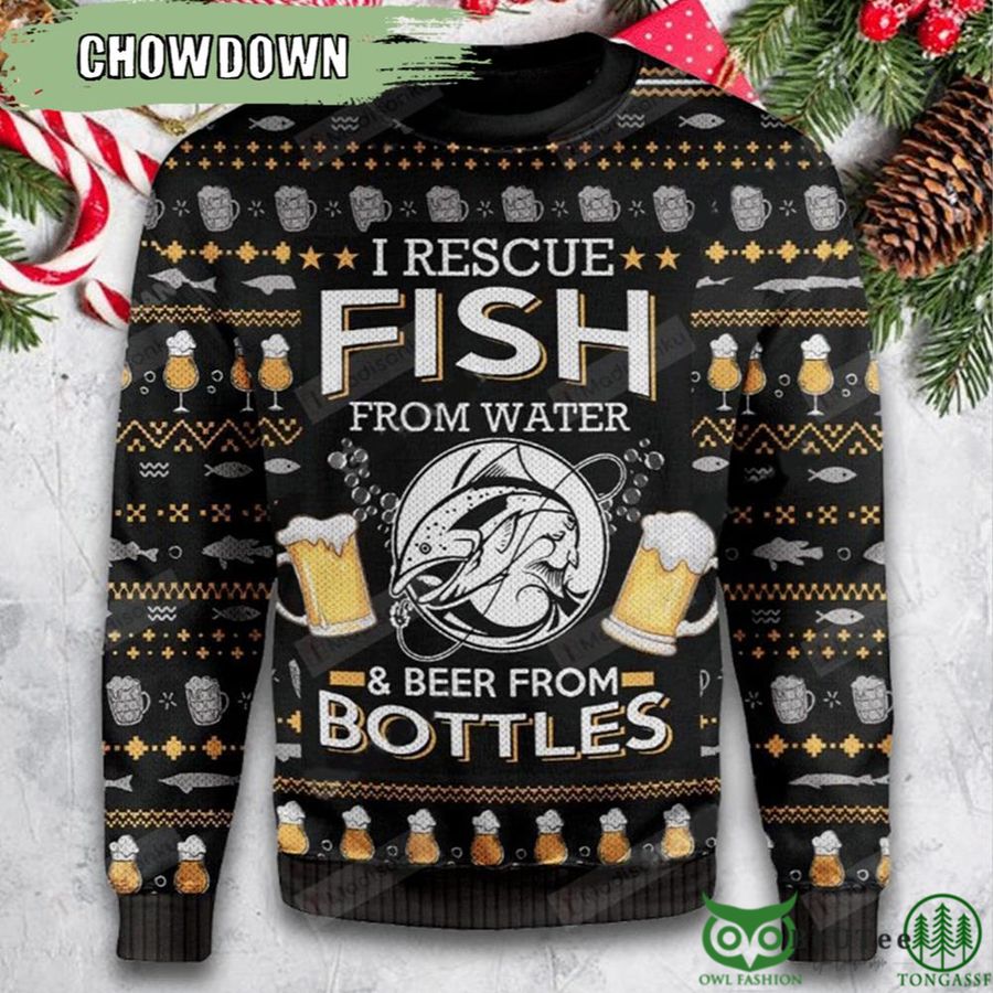 Drink Fish And Beer Ugly Christmas Sweater Unisex