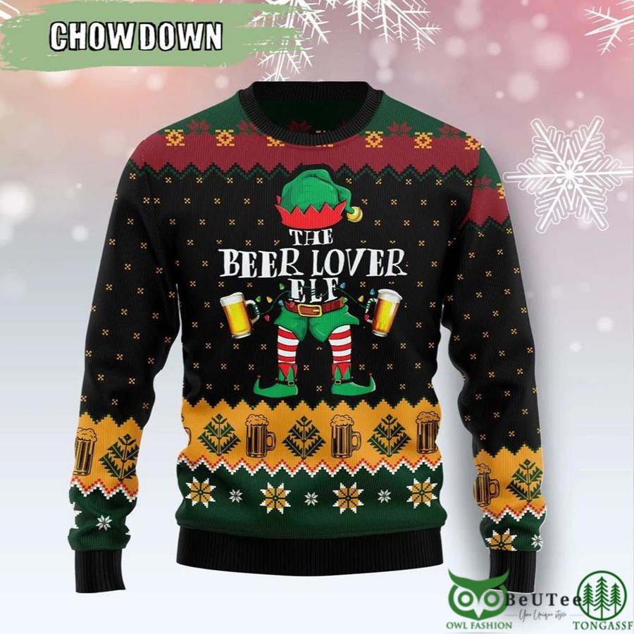 Drink Beer Ugly Christmas Sweater Unisex The Beer Lover Elf