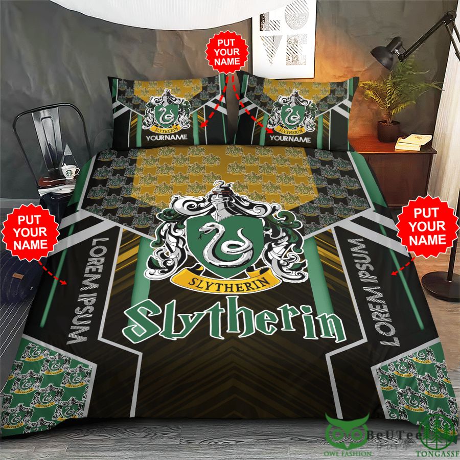 Custom Name Harry Potter Slytherin Bedding Set 