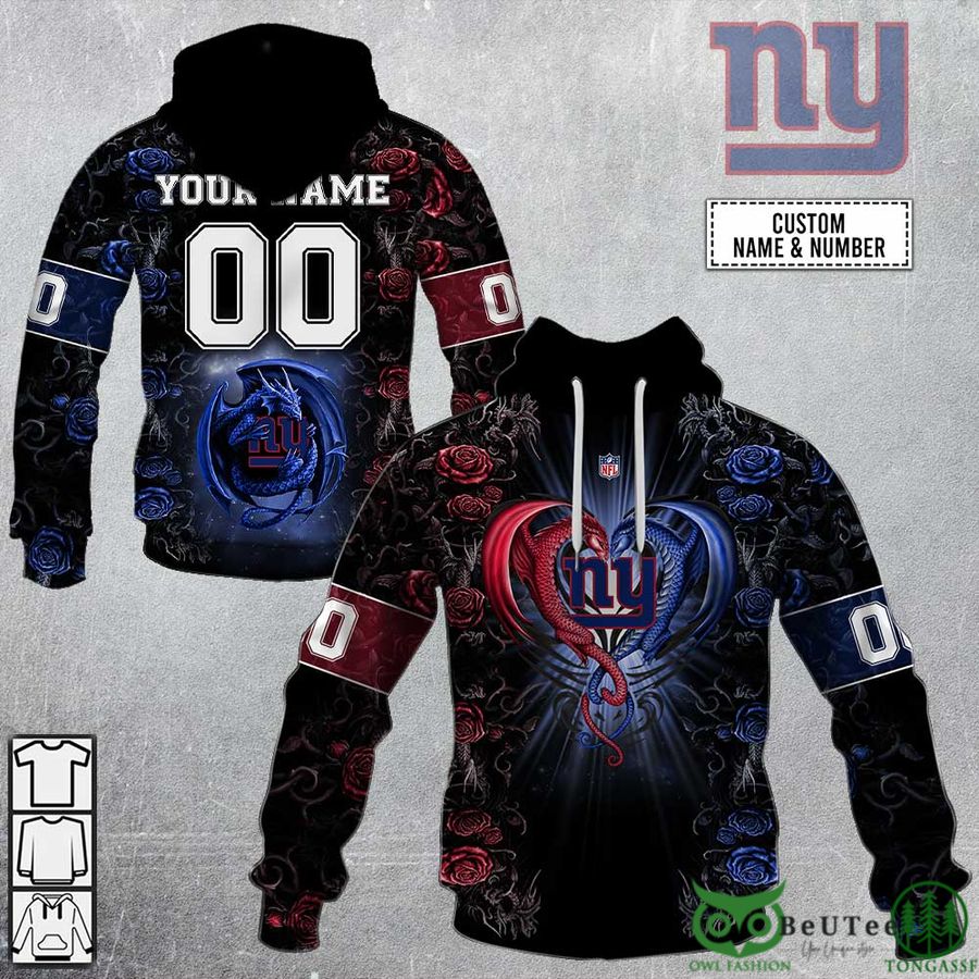 Personalized NFL Rose Dragon New York Giants 3D Hoodie - Beuteeshop