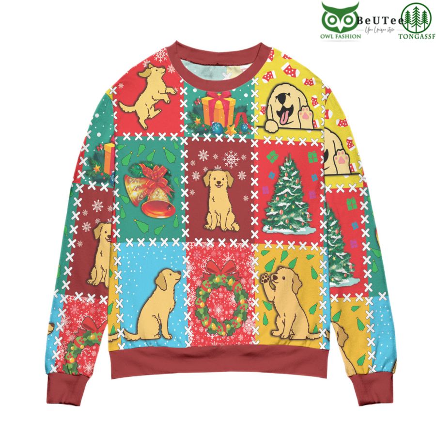 Christmas Holiday With Golden Retriever 3D Ugly Christmas Sweater