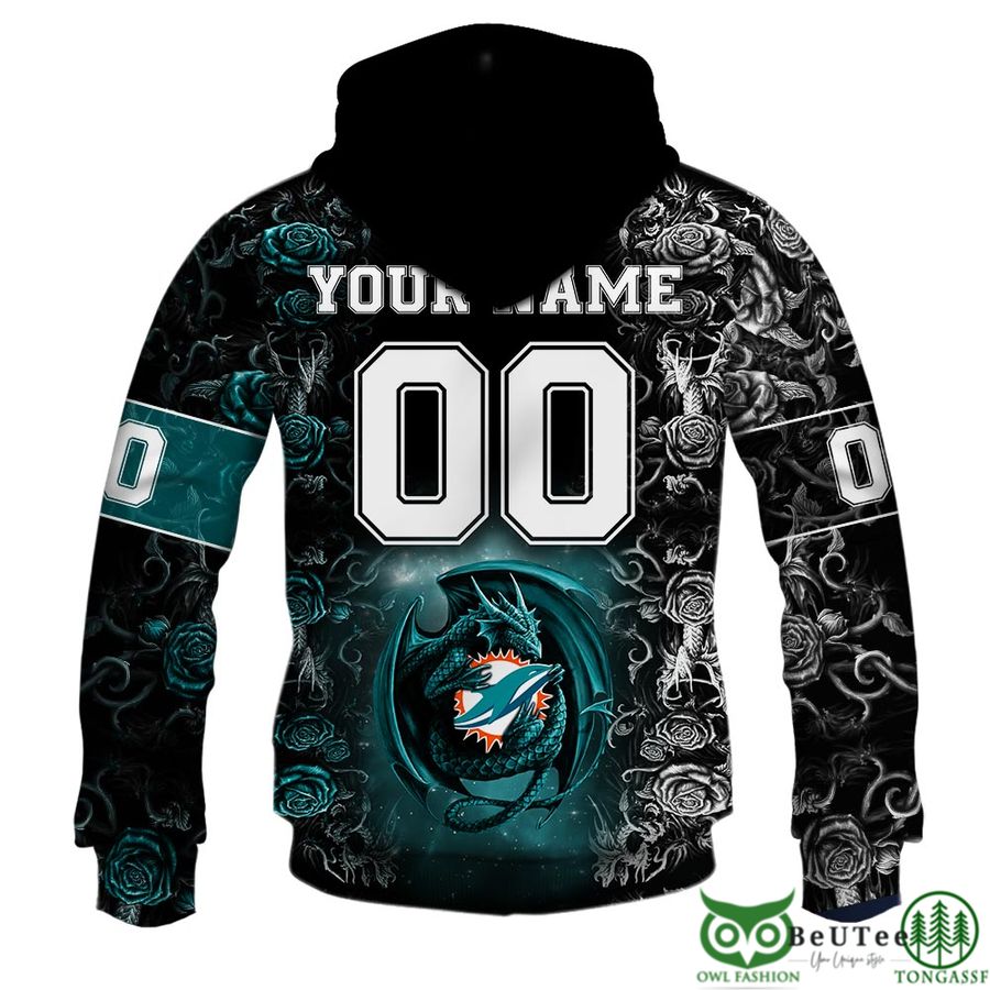 Personalized NFL Rose Dragon Miami Dolphins 3D Hoodie - Beuteeshop