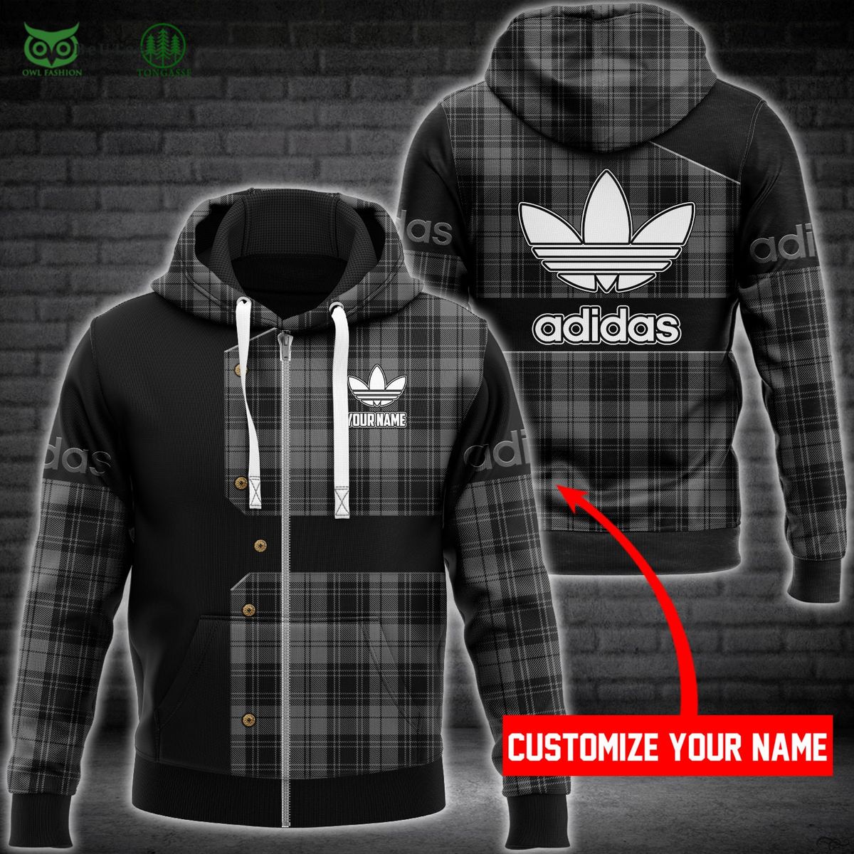 retro caro pattern adidas personalized hoodie and pants 3 vvwwl