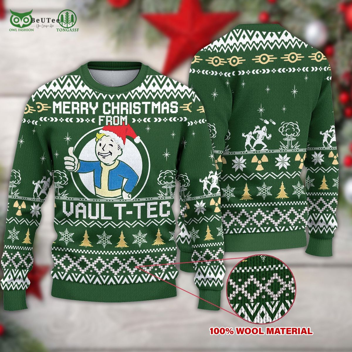 merry christmas from vault tec fallout ugly sweater 1 cpo7O