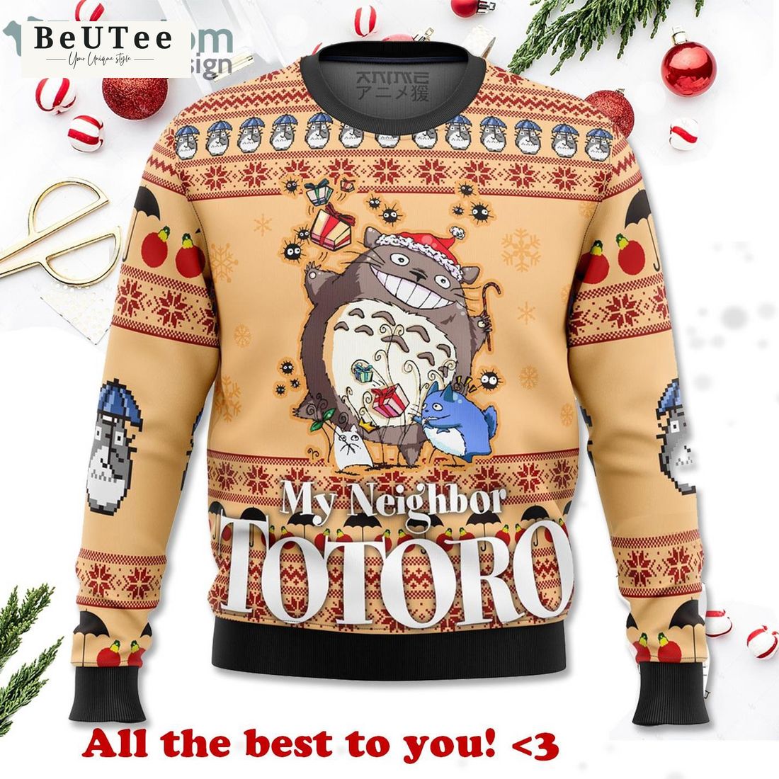 my neighbor totoro ugly christmas sweater 1 A8TvL