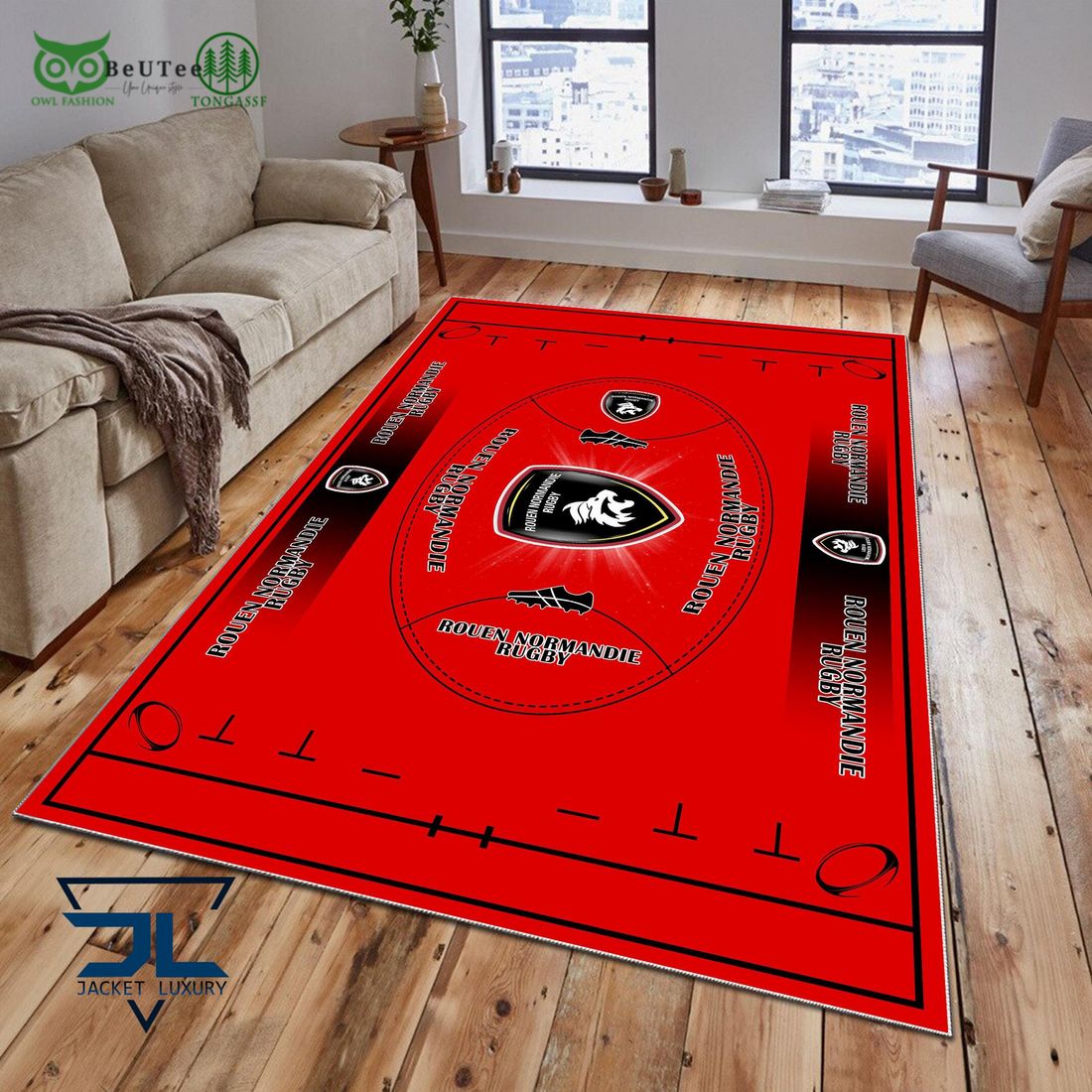 rouen normandie rugby french rugby carpet rug 1 m1Mkm