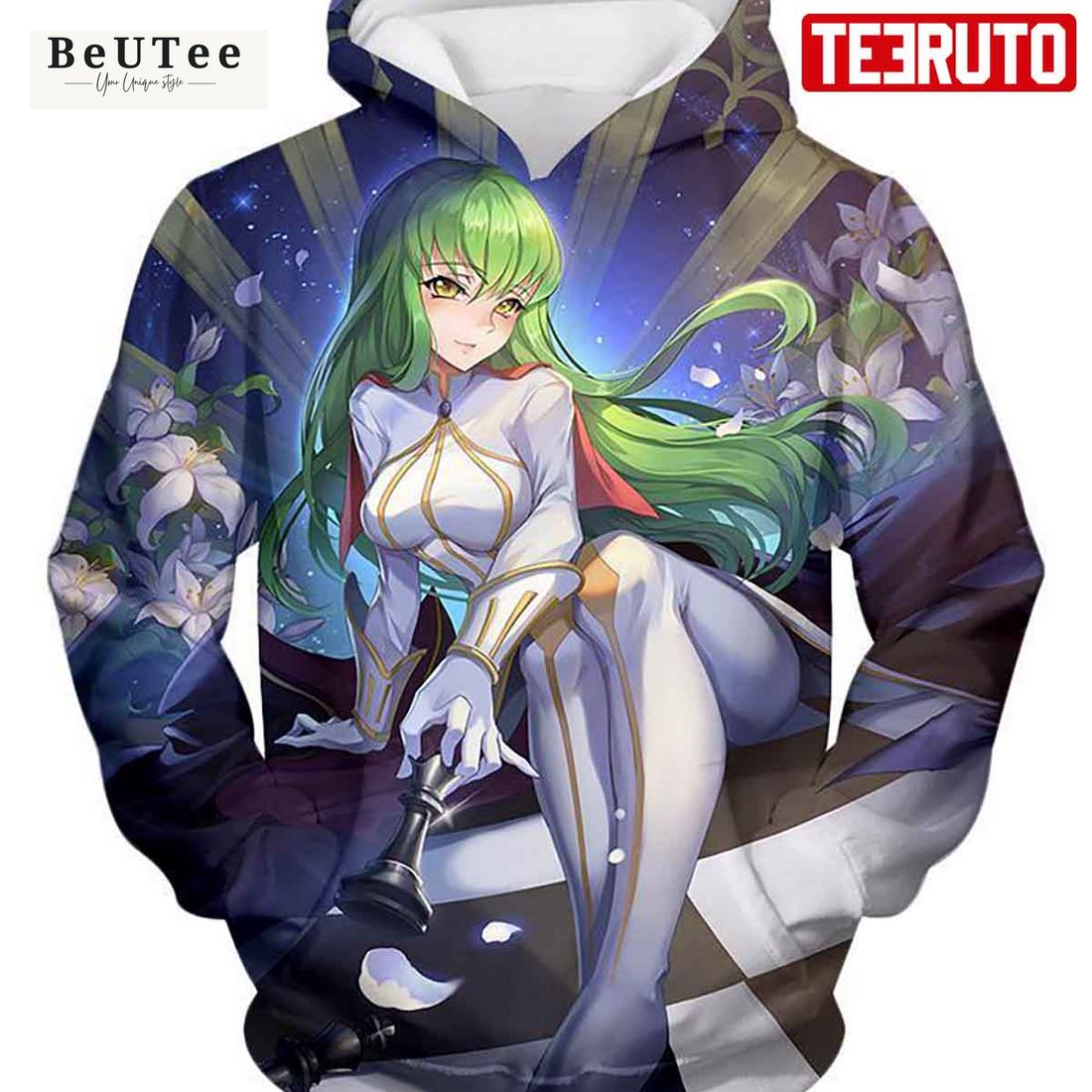 Green Haired Immortal Witch C.C. Code Geass Anime Poster Hd 3d Aop Hoodie -  Teeruto