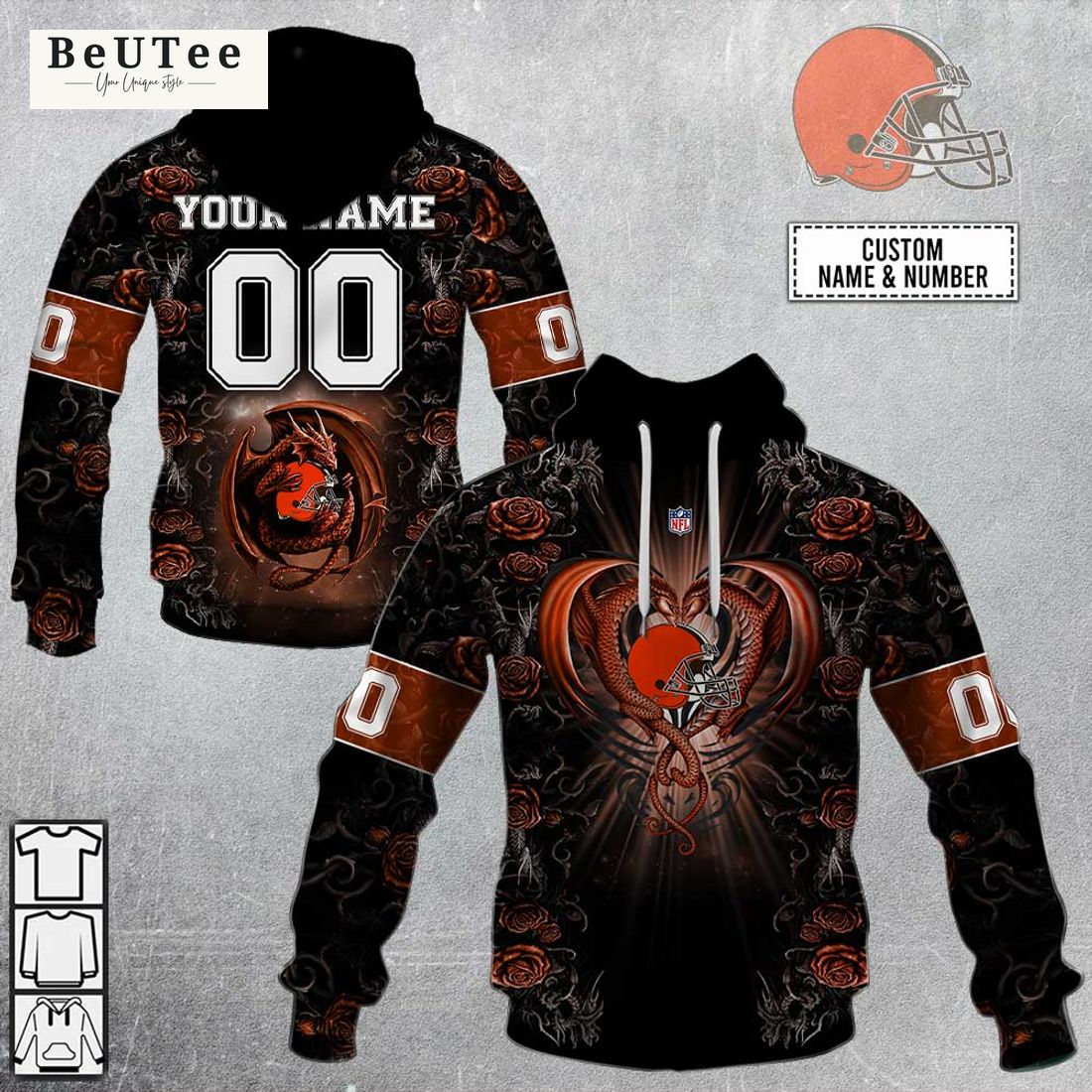 personalized nfl rose dragon cleveland browns hoodie 1 FGBp7