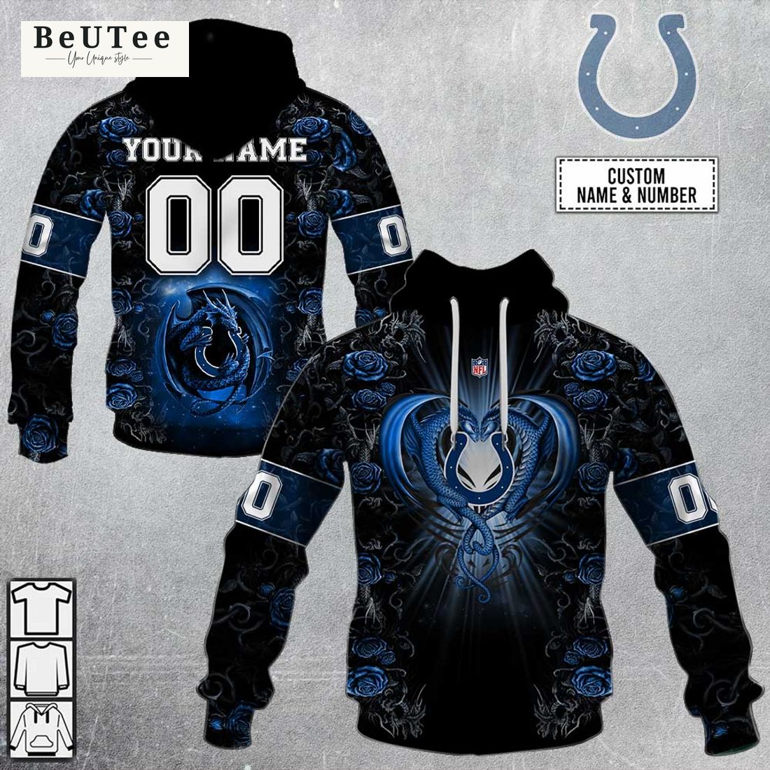 personalized nfl rose dragon indianapolis colts hoodie 1 8yHMW