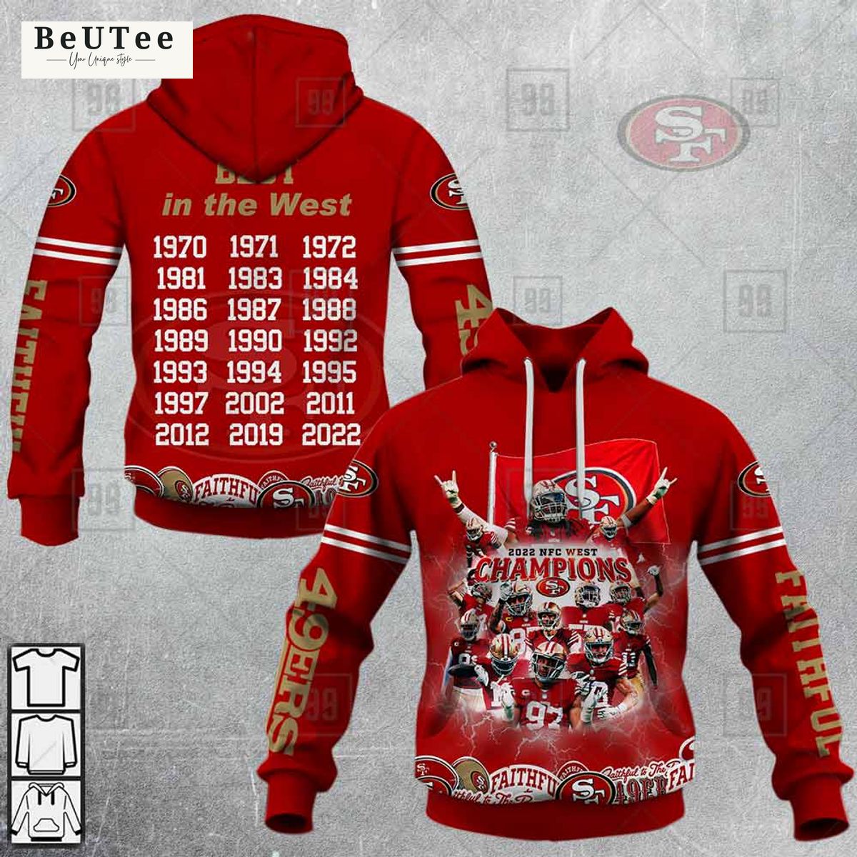 san francisco 49ers champions west 2022 best in the west 3d hoodie shirt longsleeve 1 wWuvR