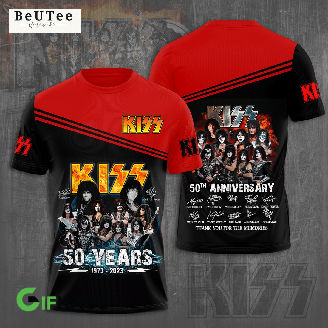 kiss band 50 years memories black and red hawaiian shirt tshirt hoodie 1 Kowc8