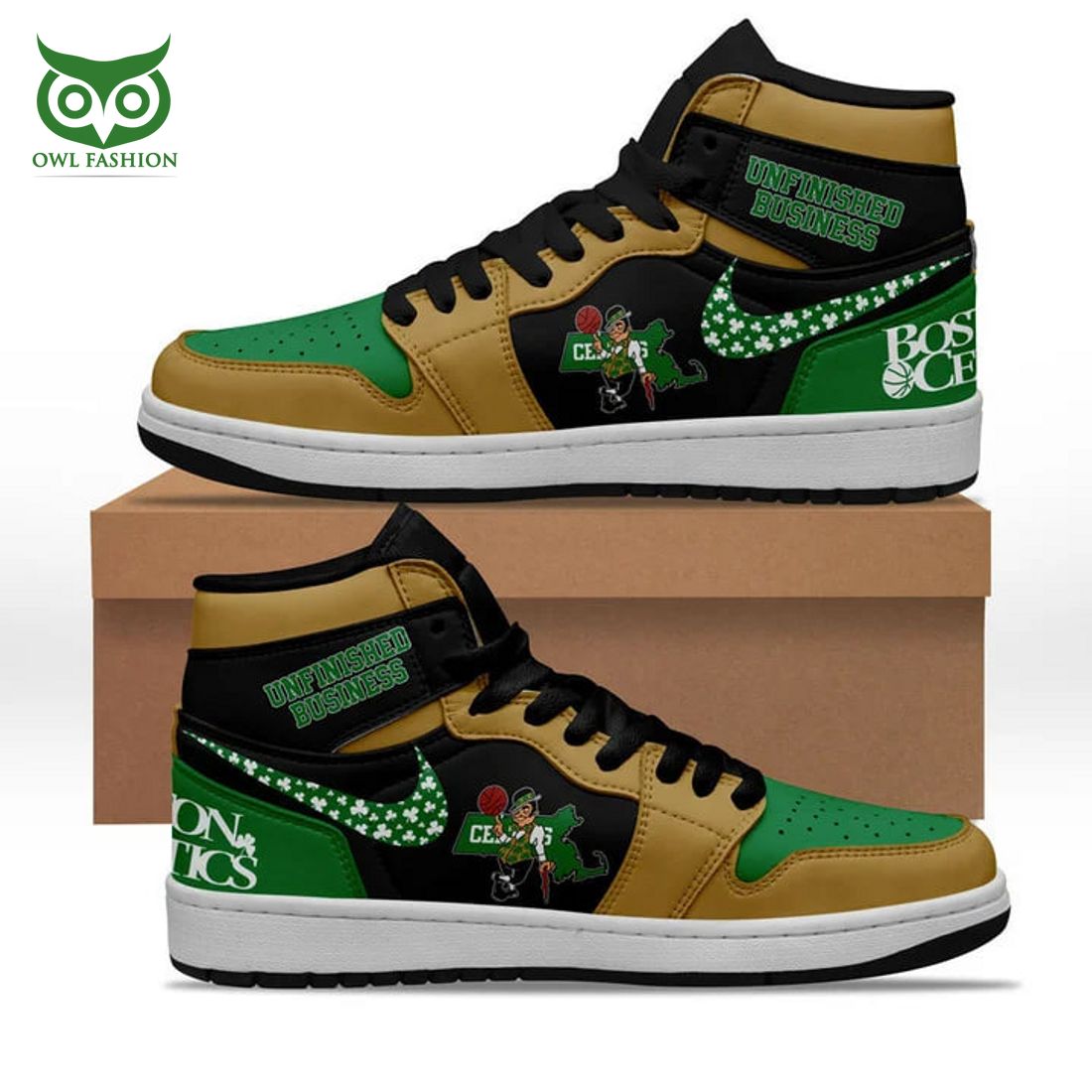 Boston Celtics NBA Brown Green Black Air Jordan High Top Super sober