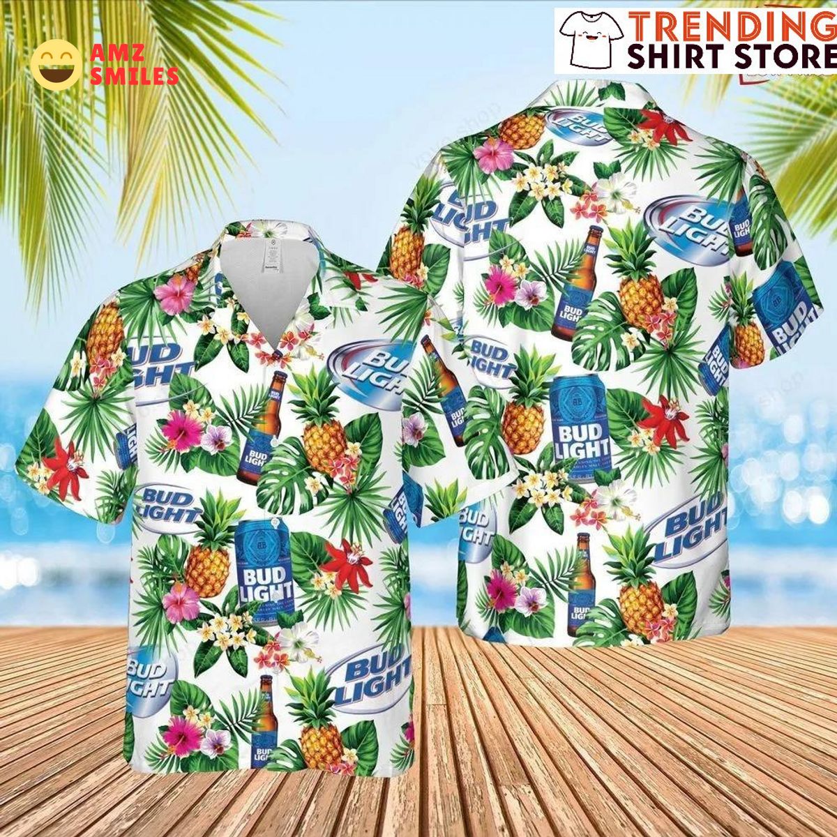 Bud Light Beer Hawaiian Shirt Pineapple Tropical Flower You look too weak