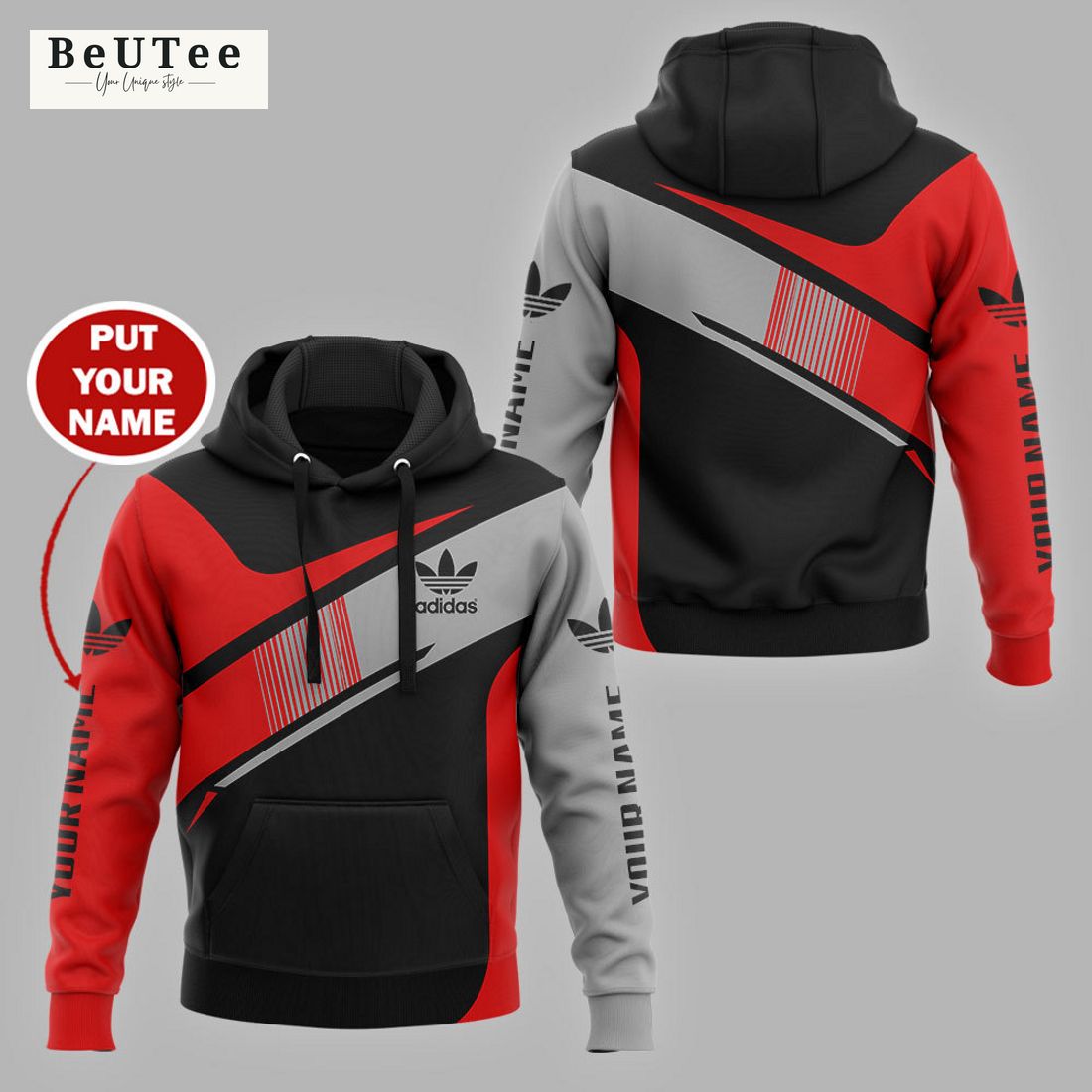 Custom Name Adidas Black Red Gray Hoodie and Pants It is too funny