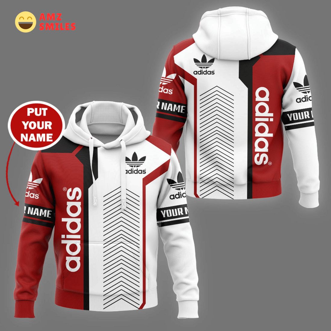 Custom Name Adidas White and Dark Red Hoodie and Pants Nice shot bro