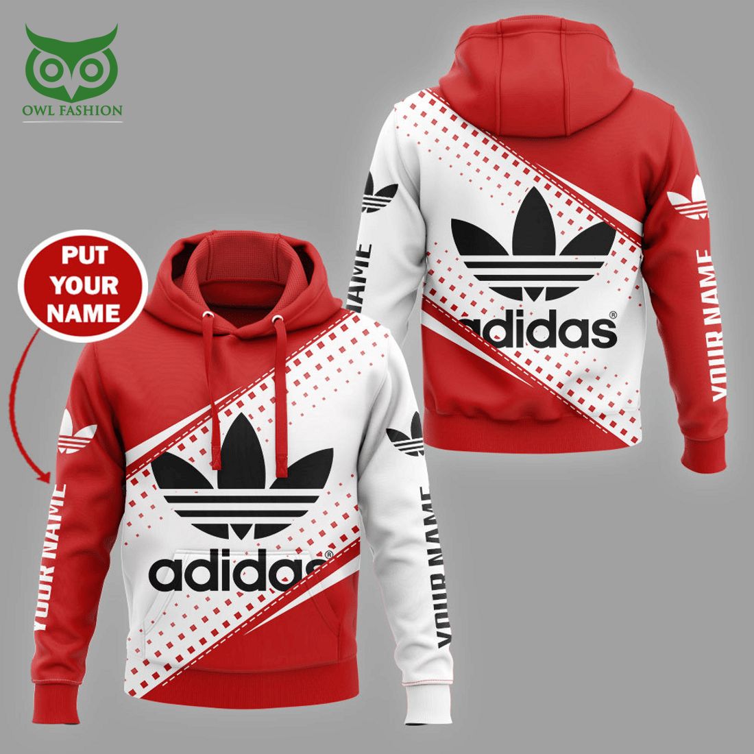 custom name adidas white with red diagonal hoodie and pants 1 w3g1o