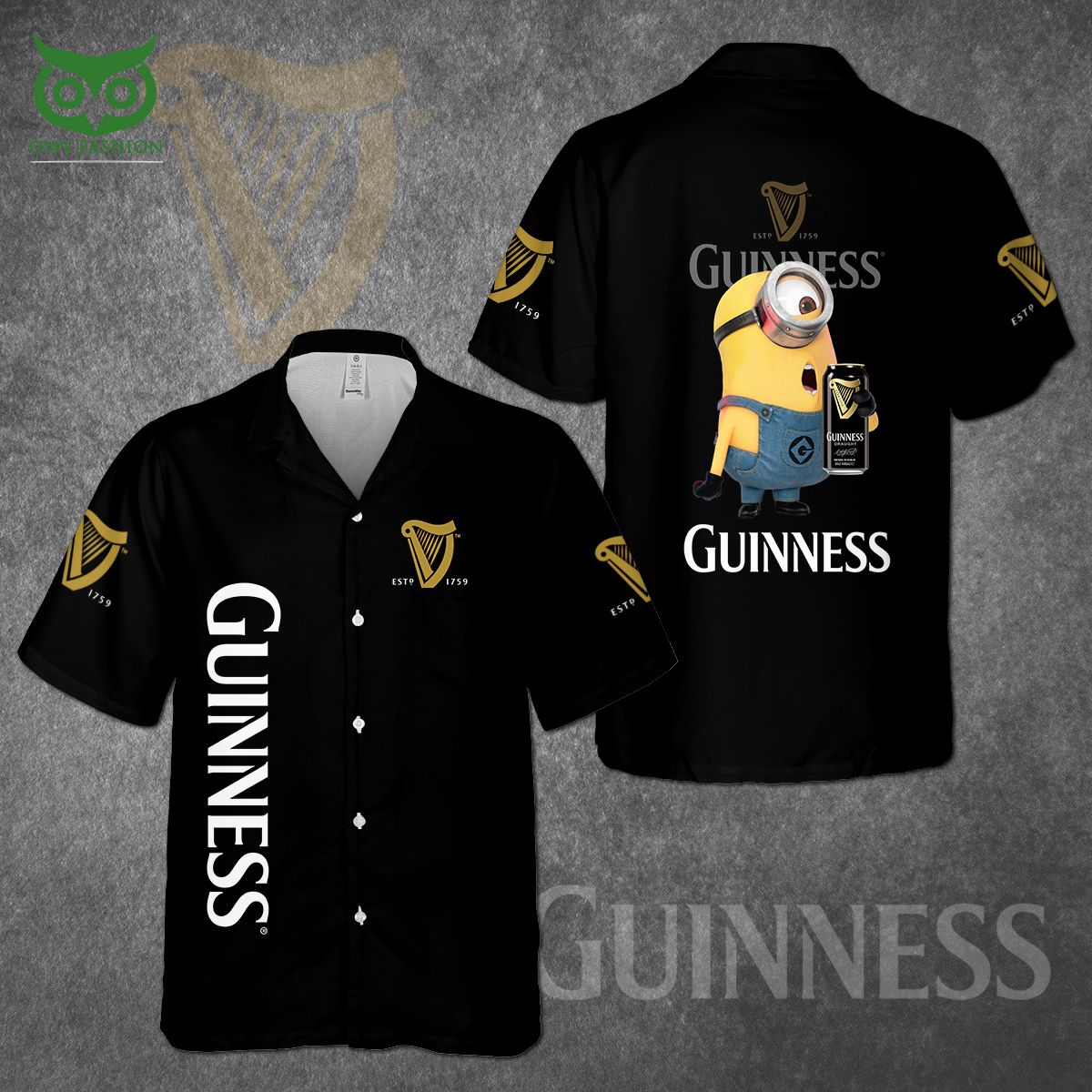 funny minion loves guinness premium hawaiian shirt gift for beer drinkers 1 Zp5CV