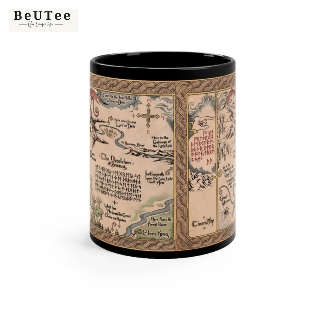 Thorin's map and Bilbo Baggins Black Mug Cutting dash
