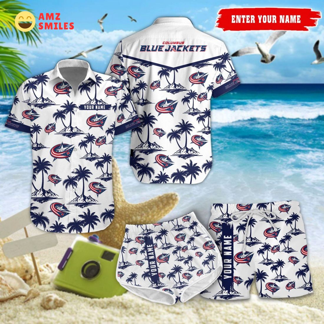 columbus blue jackets coconut nhl hawaiian shirt shorts 1 fZDpk