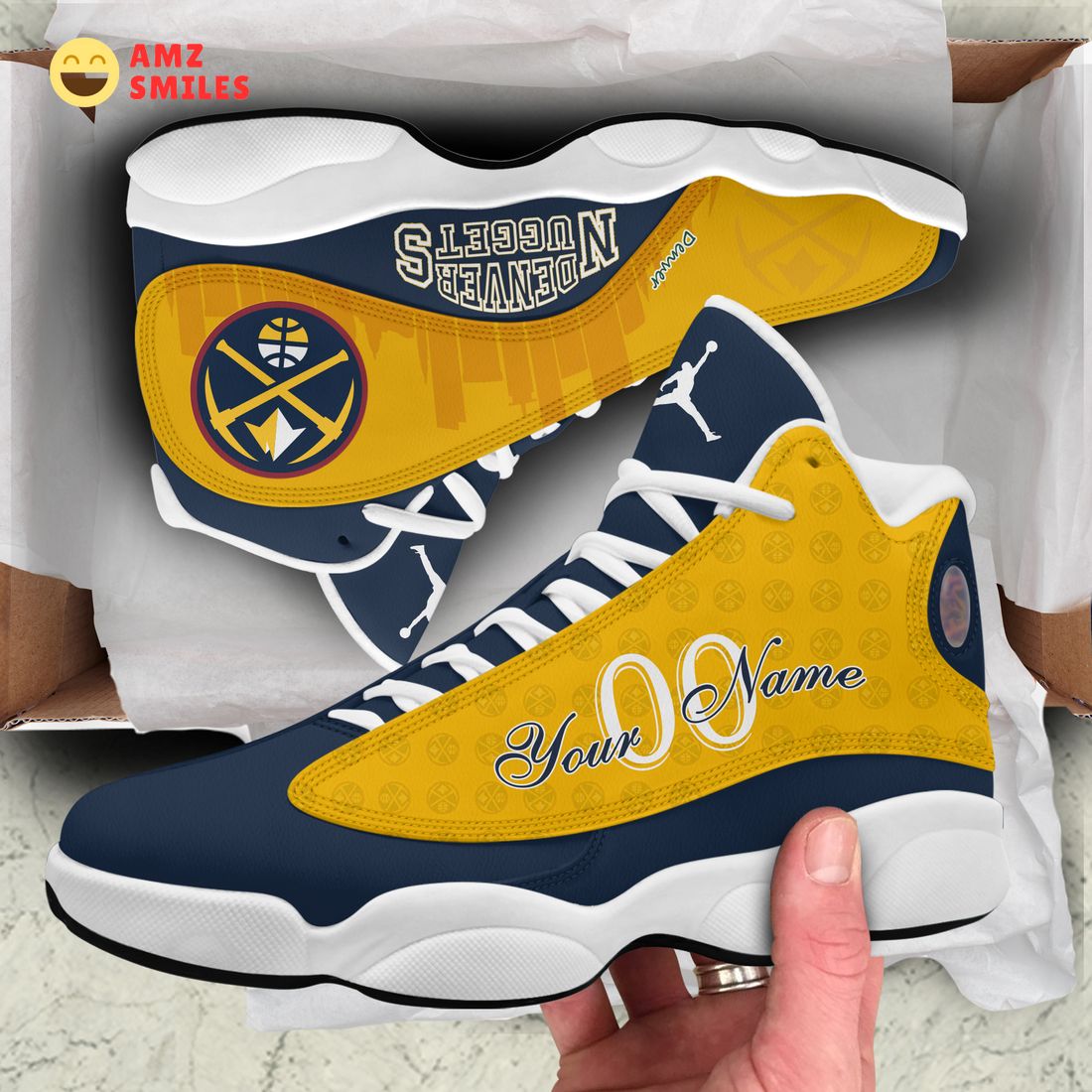 custom name number denver nuggets nba team air jordan 13 1 RVP63