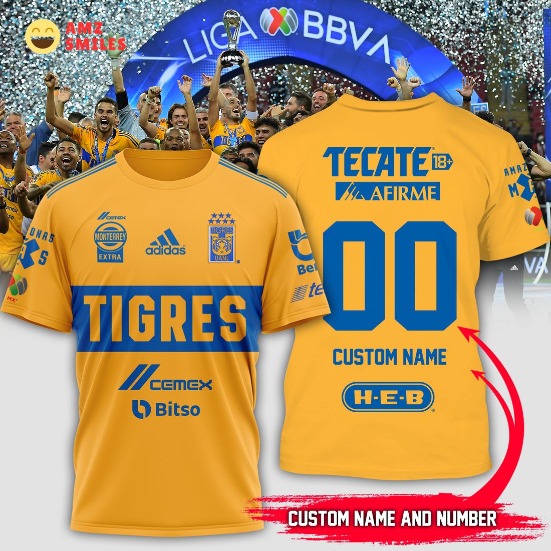 custom name number tigres uanl campen liga mx 2023 3d shirt 1 flpLU