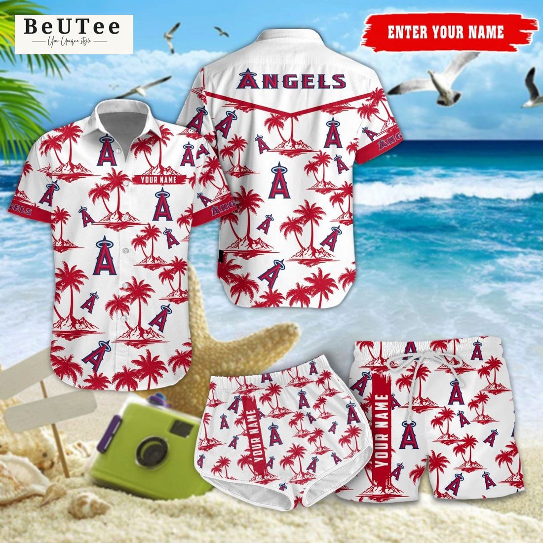 Los Angeles Angels MLB Coconut Hawaiian Shirt Shorts - Beuteeshop