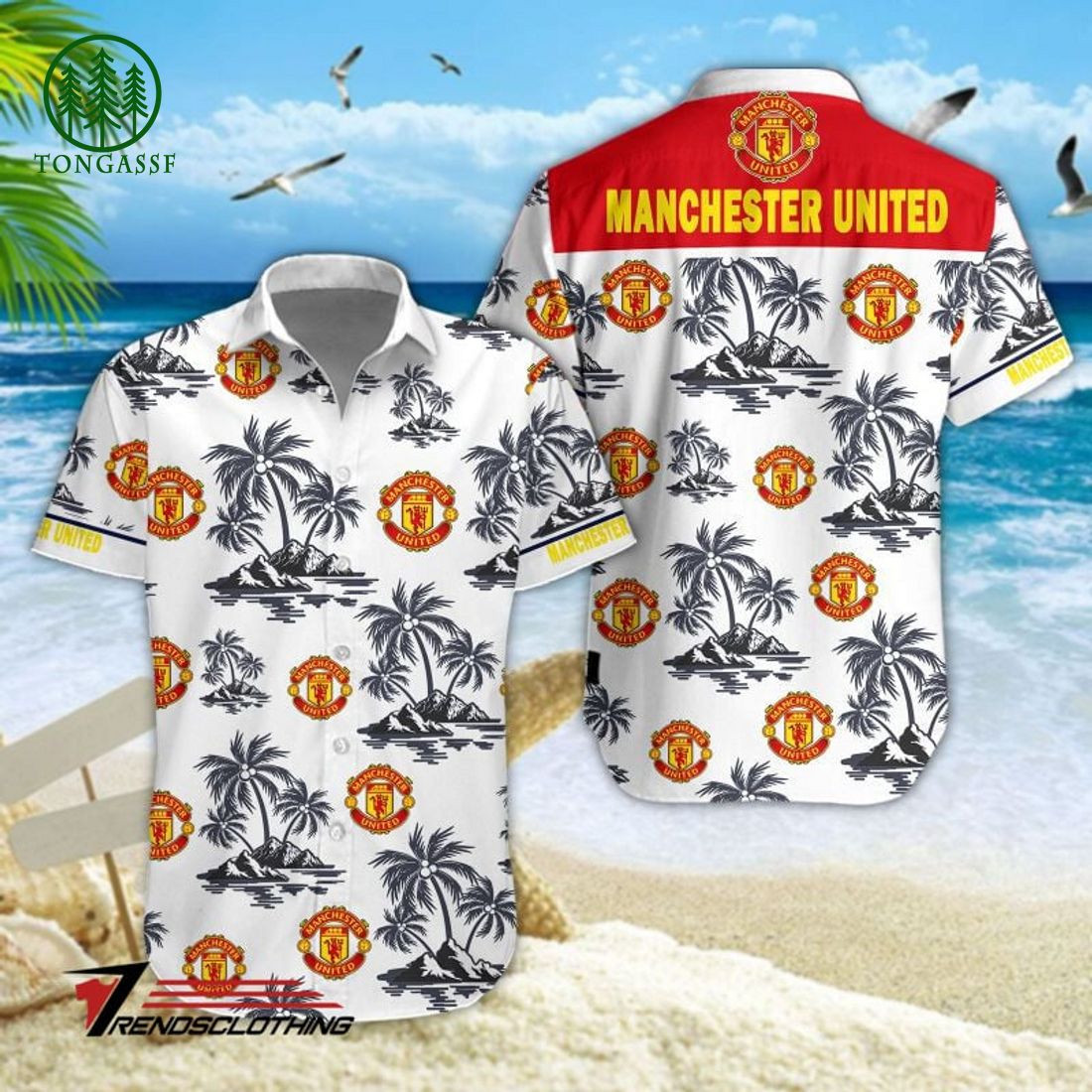 Manchester United Premier League White Hawaiian Shirt Amazing Pic