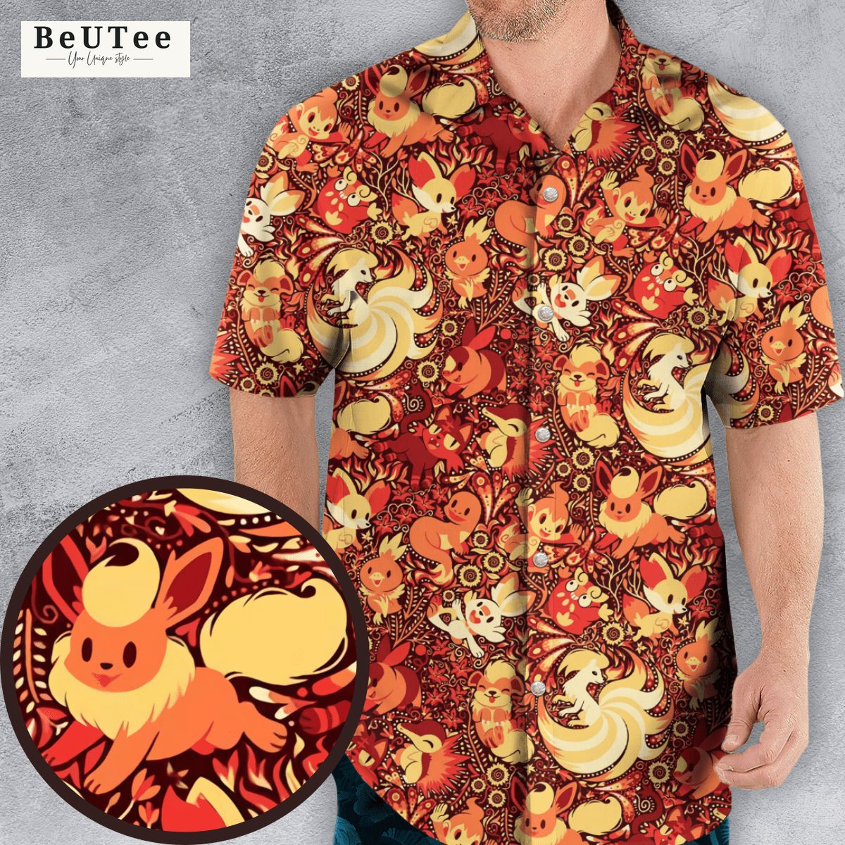 Tropical Fire Pokemon Hawaiian Shirt - CFM Store