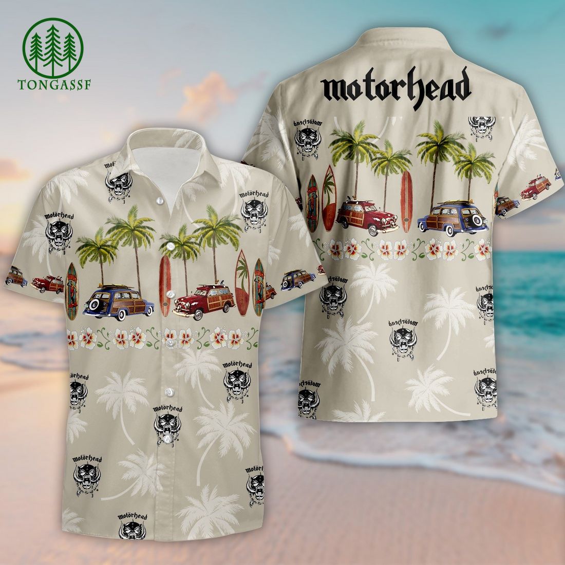 Motorhead Car Coconut Beige Hawaiian Shirt Shorts Selfie expert