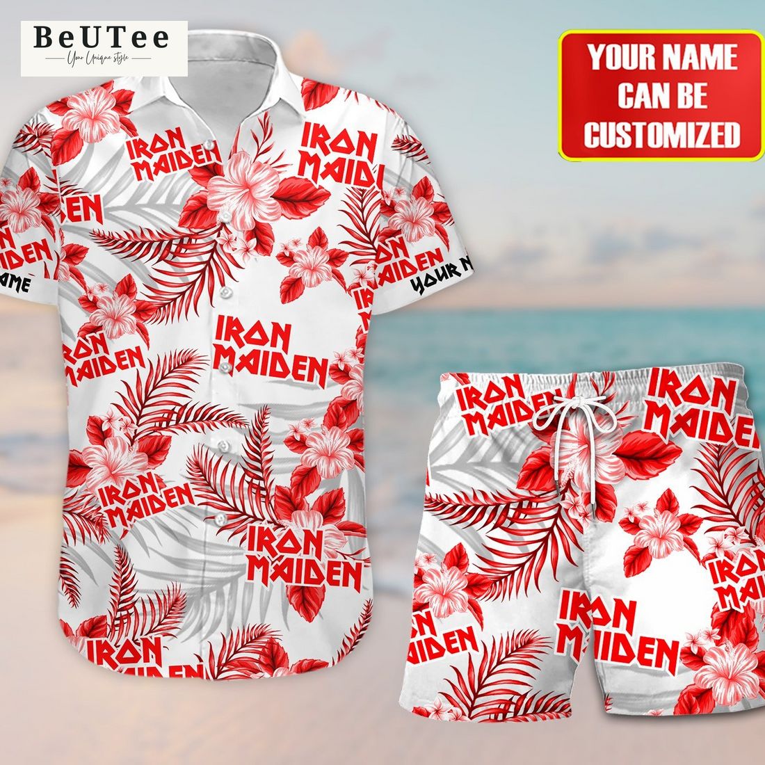 Personalized Ironmaiden Red Flower Hawaiian Shirt Short Natural and awesome Personalized Ironmaiden Red Flower Hawaiian Shirt Short Natural and awesome